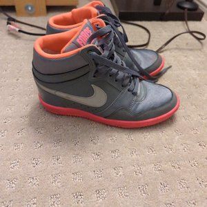 Nike Force Wedge Sneakers gray silver neon hot pink